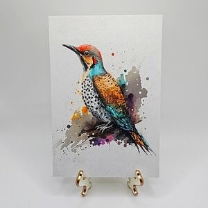 Northern Flicker Watercolor Art Oil Painting Print - Bird‎ Wall Art Decor